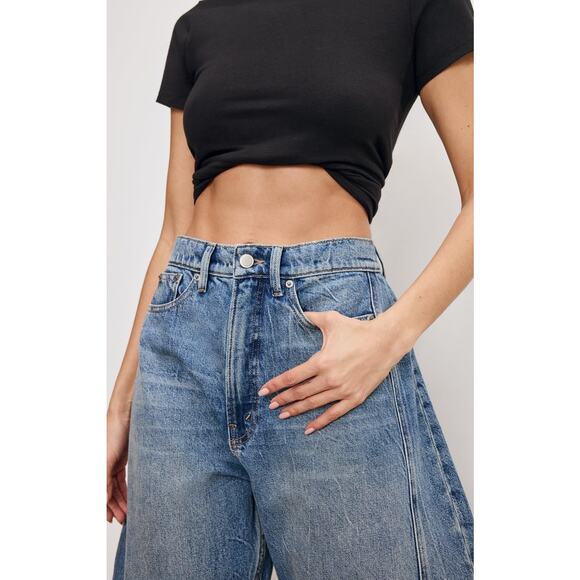 $179 New Good American Good Extreme Barrel Jeans - 0 / 25 - Picture 5 of 13